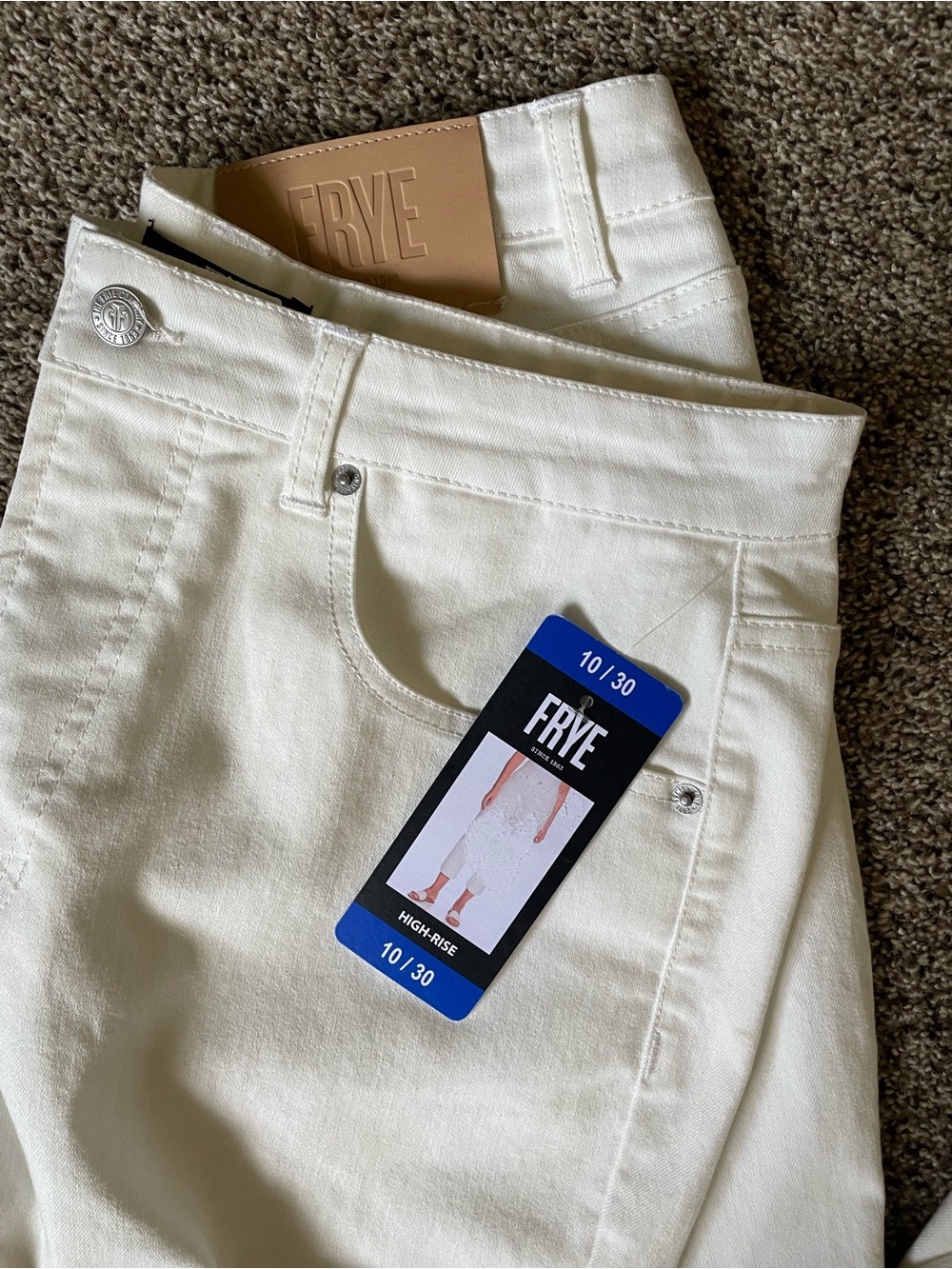 FRYE Cream High-Rise Denim Jeans